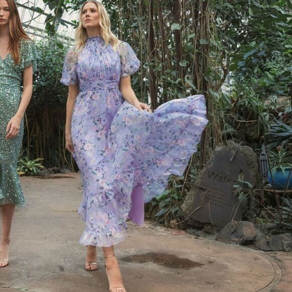 Mac Duggal Ieena 68259 - High Neck Floral Print Evening Dress/ size 4 - Picture 9 of 12